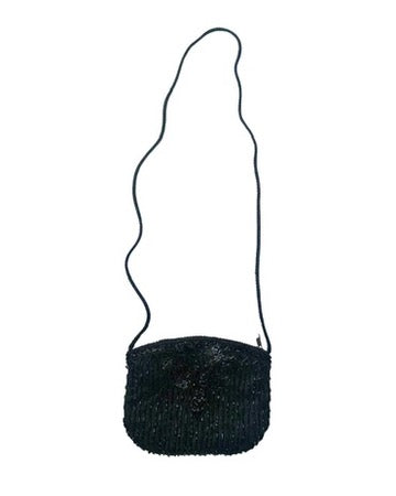 Beaded Crossbody Evening Bag Black - Vintage