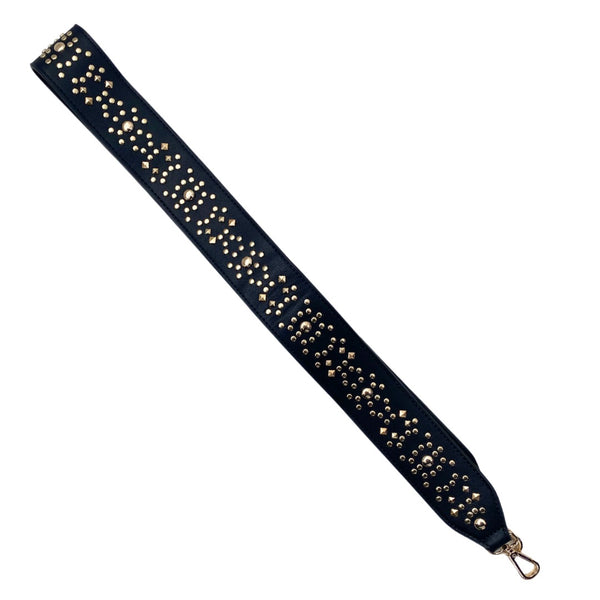 Studded Guitar Handbag Strap Black Gold