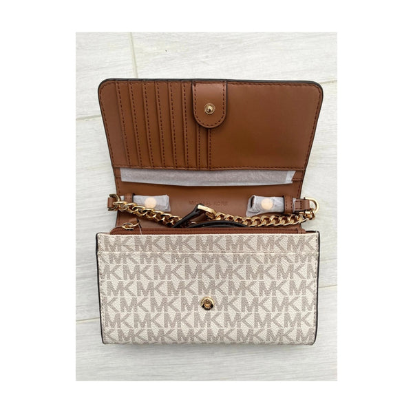 MICHAEL KORS Jet Set Travel Phone Crossbody Leather Cream