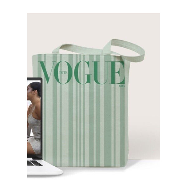 VOGUE Canvas Tote Bag Green