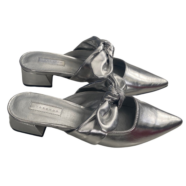 Bow Front Mules Silver SIZE 38