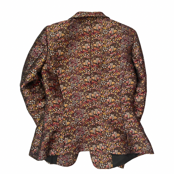 Zara Basic Metallic Floral Brocade Blazer & Trousers Co-ord Set Brown Multicolour Size M – Preloved