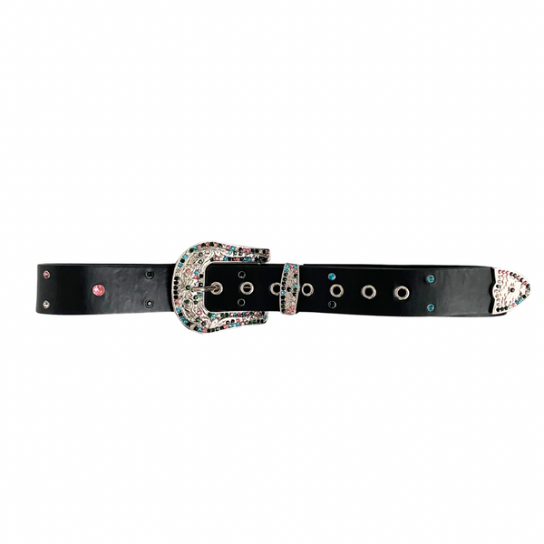 Rhinestone Western Belt Black