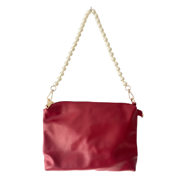 Pearl Stud Bucket Bag Large Red