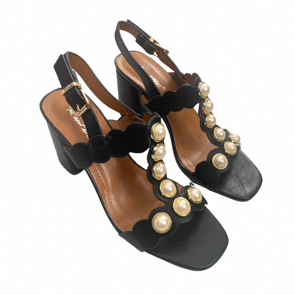 Pearl Embellished Sandals Black