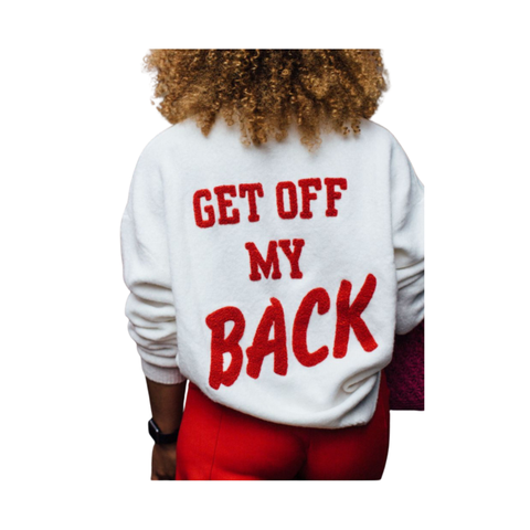 H&M Slogan Jumper “Get Off My Back” Cream Red SIZE M - New