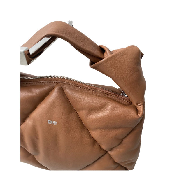 DKNY Leather Quilted  Knot Bag  Camel