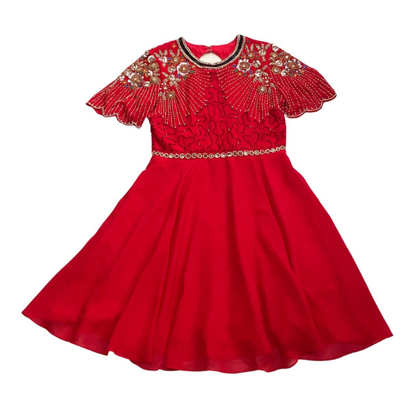 Virgo Lounge Fit and Flare Beaded Mini Dress Red SIZE 12