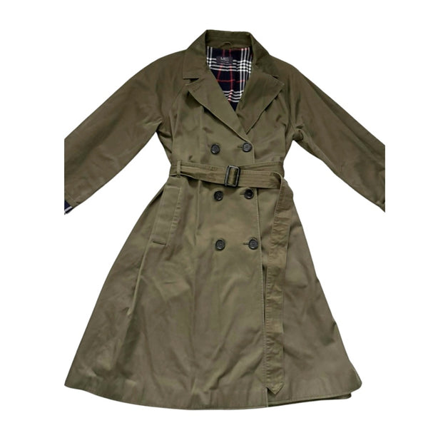 M&S Collection Cotton Midi Trench Coat Khaki Green Size 14 - Preloved