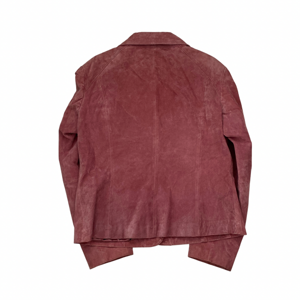 Suede Jacket Dark Pink Size UK 16 – Vintage