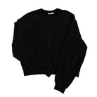 Black textured sweater on a white background