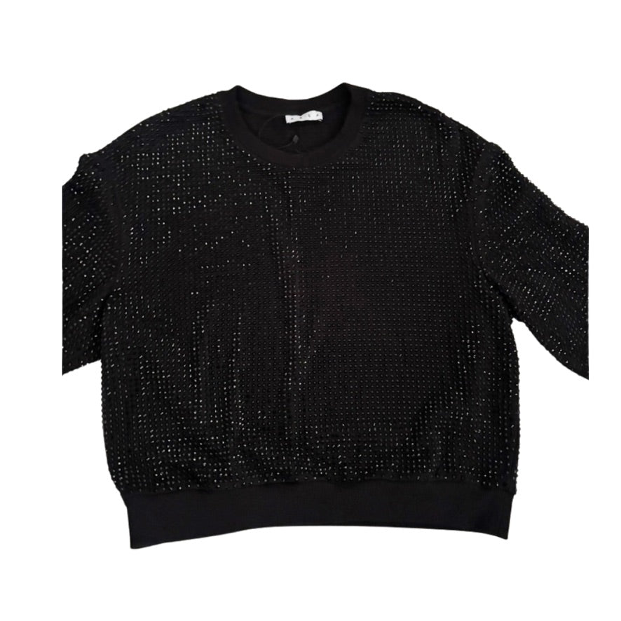 Black textured sweater on a white background