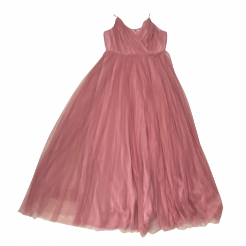 Pink tulle dress on a white background