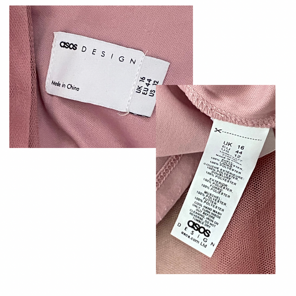 ASOS Tulle Maxi Dress Blush Pink Size UK 16 – Preloved