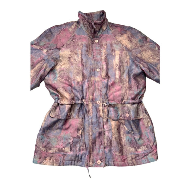 Multicolored patterned jacket on a white background