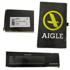 Aigle shoe packaging with logo and size chart on a white background