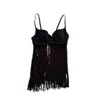 Black fringe babydoll on a white background