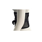 Black lace waspie belt on a mannequin against a white background