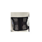 Black waspie belt with mesh design on a white background