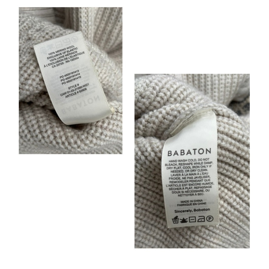 Babaton label on a textured fabric background