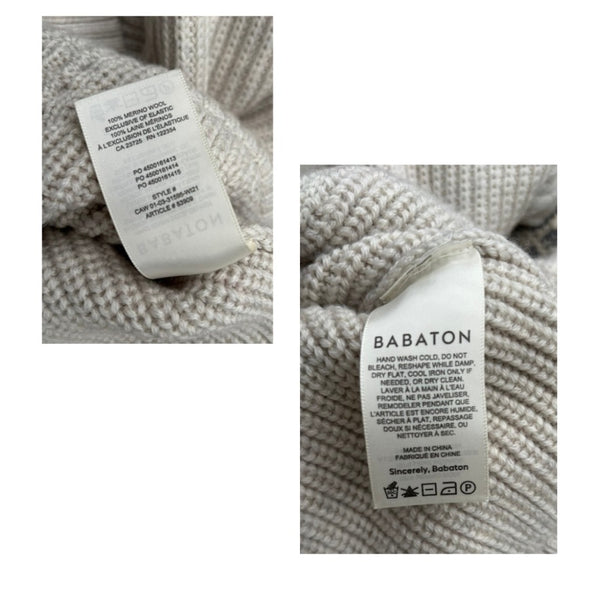 Babaton label on a textured fabric background