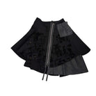 Black layered skirt with zipper on a white background