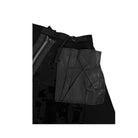 Black leather pocket with a zipper on a white background