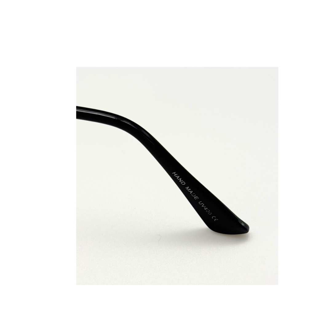 Black sunglasses handle on a white background