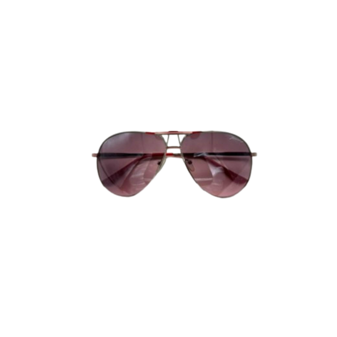 Aviator sunglasses with red-tinted lenses on a white background