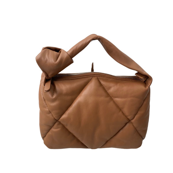 DKNY Leather Quilted  Knot Bag  Camel