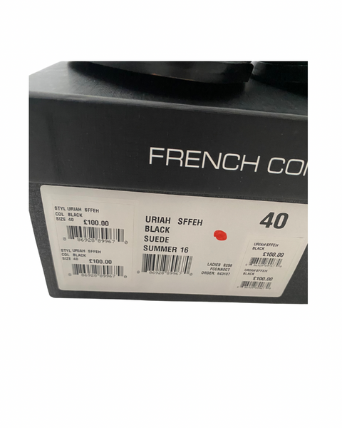 French Connection Suede Fringe Mules Black SIZE 40
