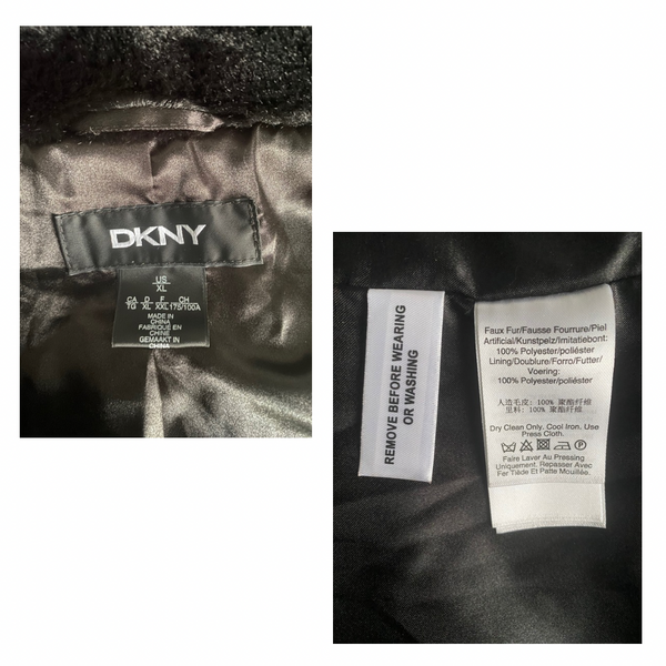 DKNY Faux Fur MIDI Coat Black