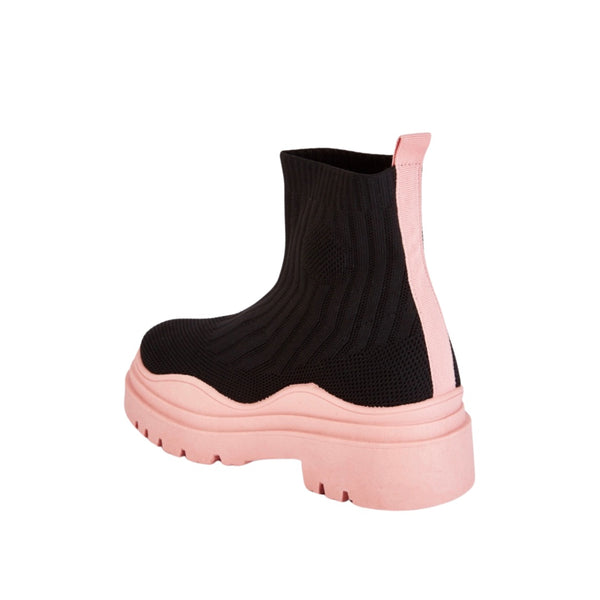 High Top Sock Ankle Boots Black Pink SIZE 38