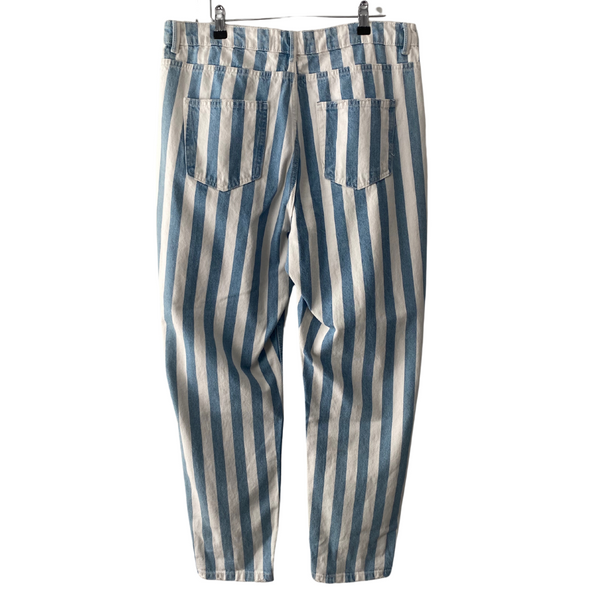 Candy Stripe Barrel Jeans Blue White SIZE 16