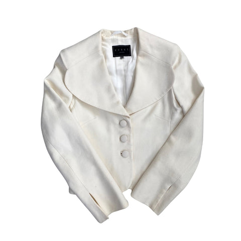 Coast Short Tailored Wool Jacket Cream SIZE 10 - Preloved