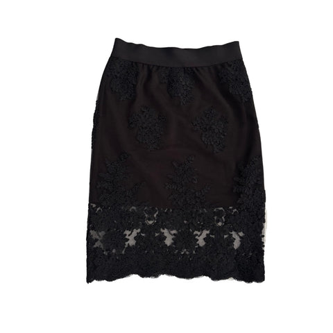 Lace Overlay Pencil Skirt Black Size S/M - New