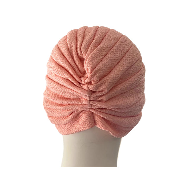 Diamond Knot Fabric Turban Hat Peach ONE SIZE