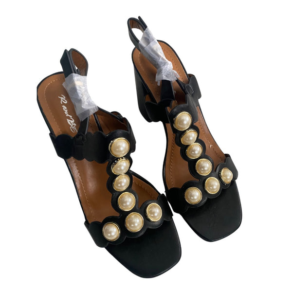 Pearl Embellished Sandals Black