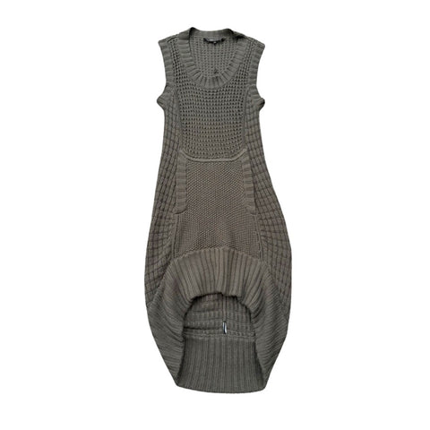 Knitted dress with a textured pattern on a white background
