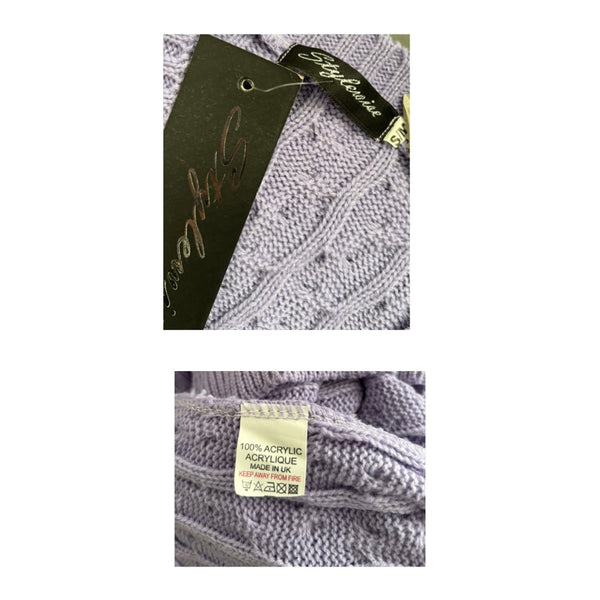 Cable-Knit Sleeveless Jumper Lilac Size S/M - New