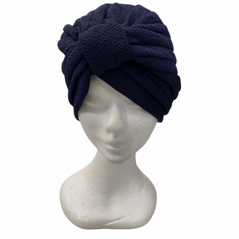 Fabric Turban Hat Navy ONE SIZE
