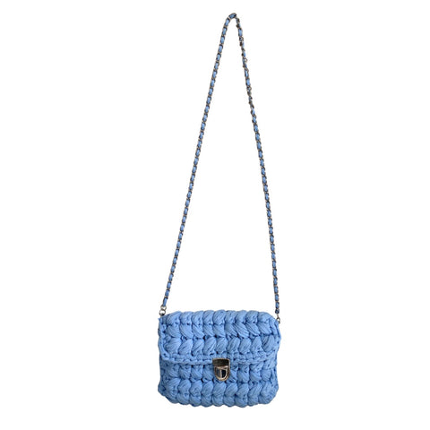 Crotchet Crossbody Bag Handmade Blue
