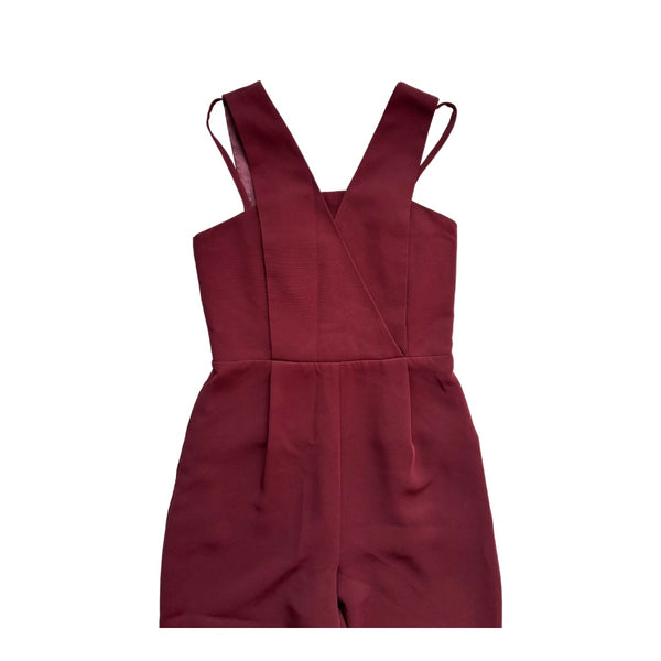 Topshop Burgundy Sleeveless Jumpsuit Size UK 8 – Preloved