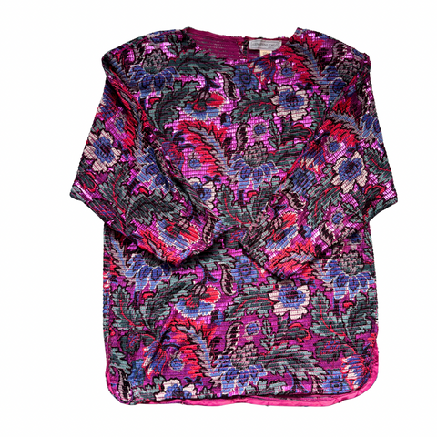Vintage Armando Calò floral sequin top in multicolour, long sleeves, Size M.
