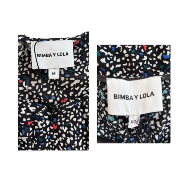 Patterned pants with Bimbay Lola label on a white background
