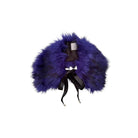 Blue fur collar with a black satin ribbon  on a white background