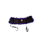 Black lining with purple fur trim on a white background