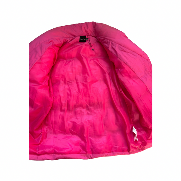 Boohoo Belted Puffer Jacket Pink Size 8 – Preloved