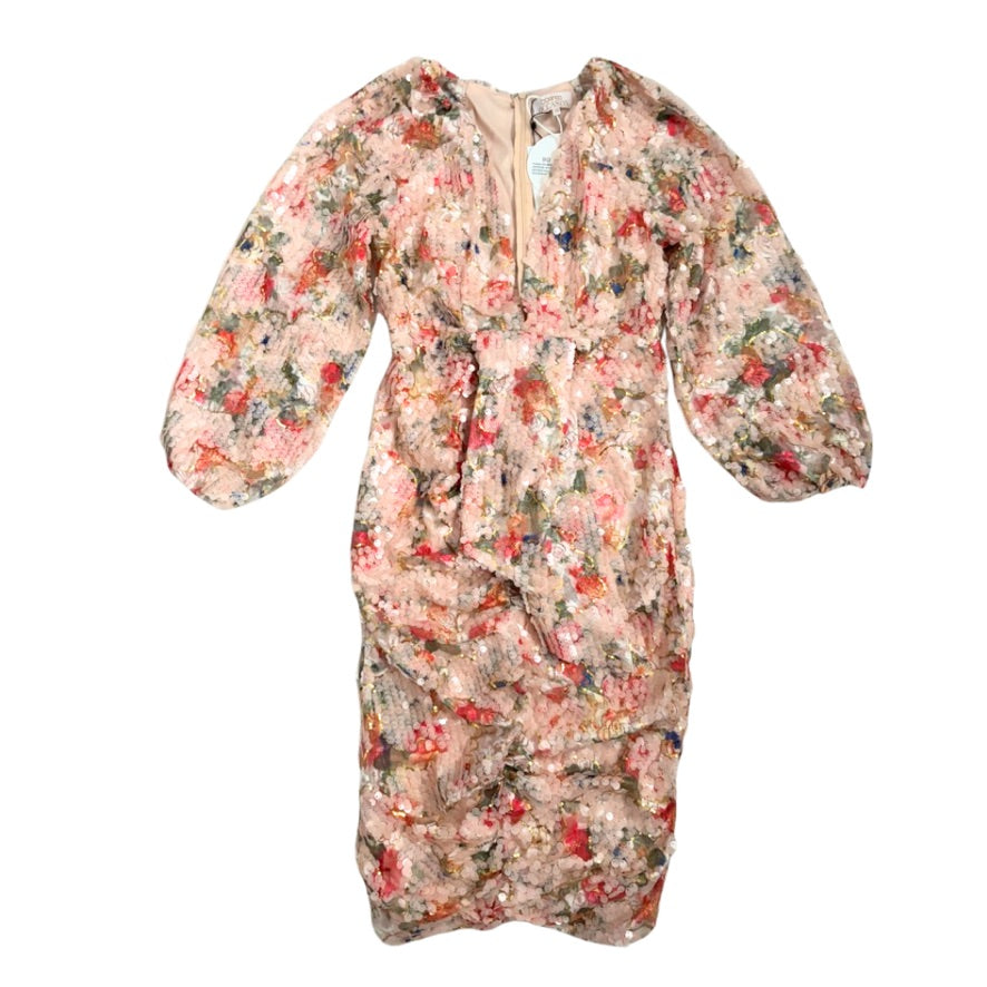 boohoo floral sequin dress White Embellished Sequin Floral Cowl Maxi Dress