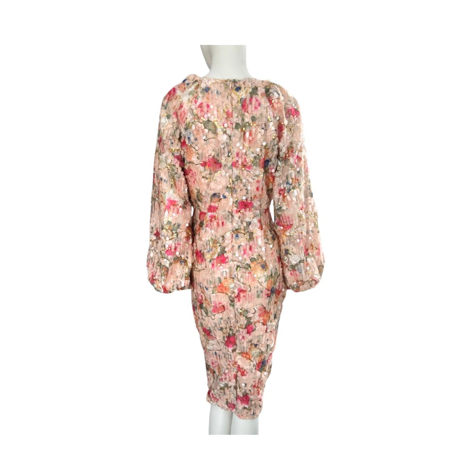 Floral patterned outfit on a mannequin against a white background
